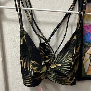 Strapped bralette - VS Pink - size medium - tropical leaf print
